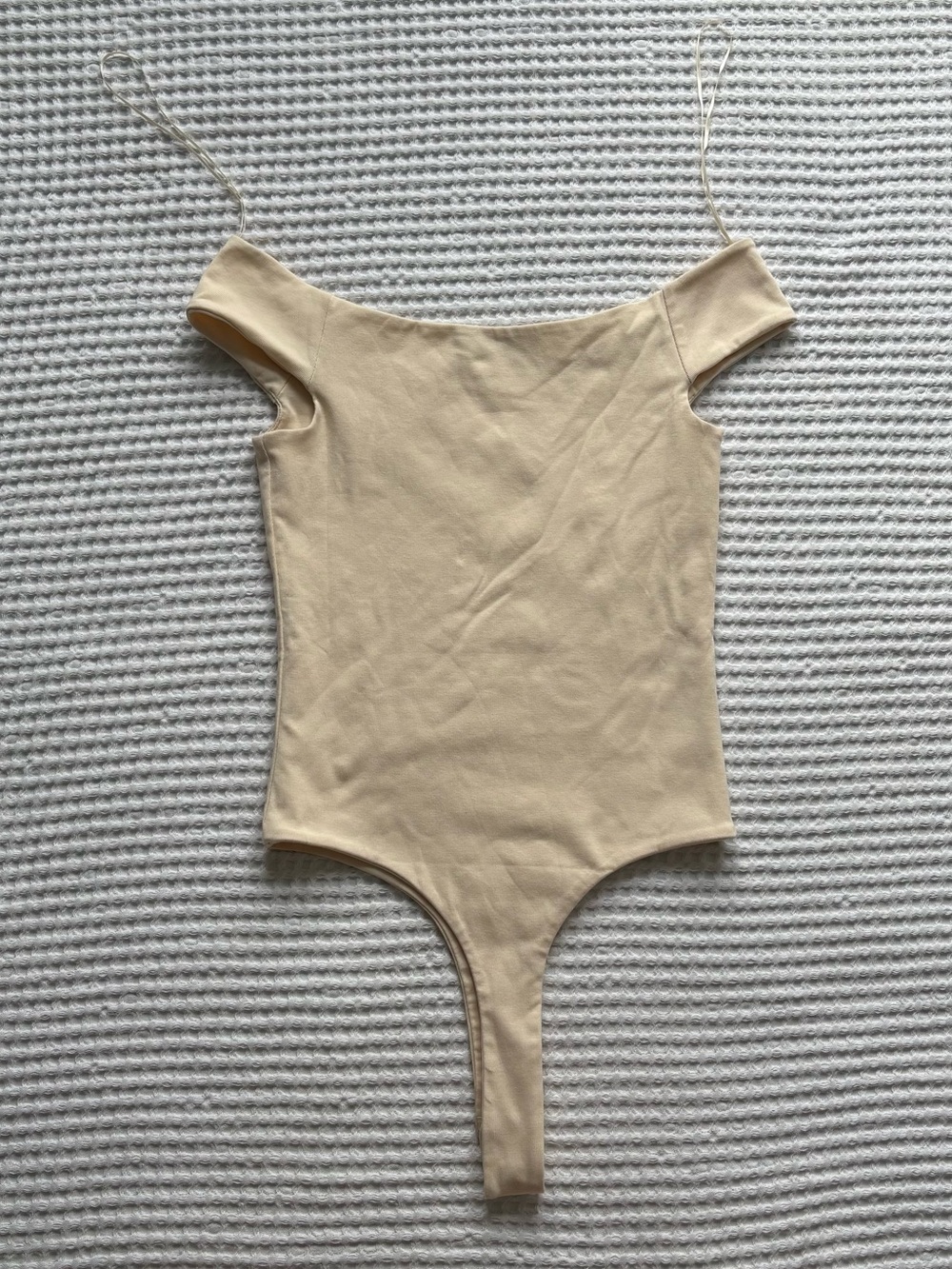 Sophie Rue Elle Off Shoulder Bodysuit Creme Snap Thong Basic Layering S - Picture 6 of 6